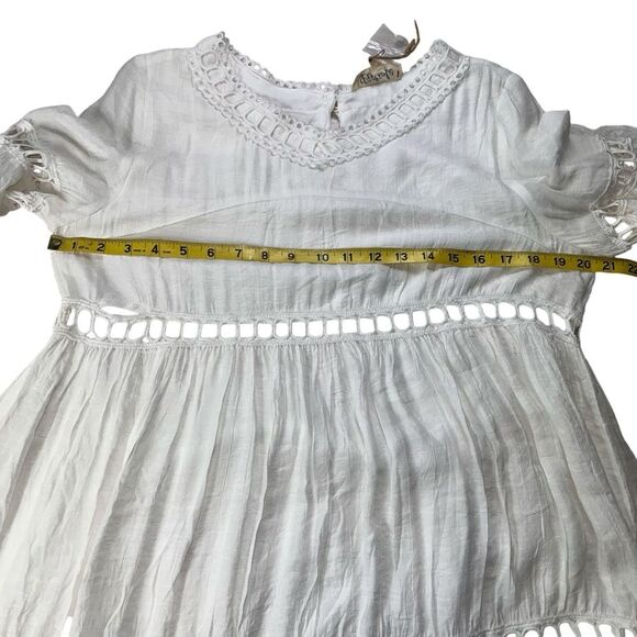 New Listicle White Crochet Eyelet Dress Large Gauze Lined Boho Beachy - Picture 16 of 16